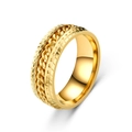Goldener Edelstahl-Spinner-Ring mit mechanischer Kettenstruktur und Zahnradkanten - US 6 / Gold