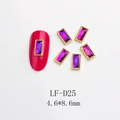 Detailed view of rectangular purple nail rhinestones with gold metal edges, size 4.6x8.6mm - Purple Gold Frame Style (D25) / 4.6*8.6mm