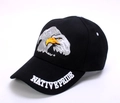 Black baseball cap with eagle embroidery and white Native Pride text on the brim - Adjustable / No.7 Black Eagle NATIVE PRIDE