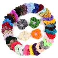 Colorful velvet scrunchies set in various shades arranged in a large circular pattern - 45-Piece Color Set