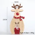 Wooden Christmas reindeer tabletop ornament A with red scarf and 22cm height - Elk