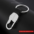 Business keychain with chrome thumb-up gesture pendant and black leather strap - GX-493 Thumbs Up Black Leather