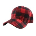 Cappellino da baseball classico in flanella a quadri rossi e neri per l'inverno - Regolabile 56-60cm / Rosso