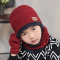 Ensemble d'hiver enfant avec bonnet bordeaux, tour de cou polaire et gants - Enfants Bordeaux