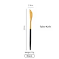 Coltello da tavola 21cm in acciaio inox 304 oro e nero con manico opaco moderno - Coltello da Tavola Nero e Oro