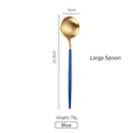 Cucchiaio grande in acciaio inox blu e oro, dimensioni 21,5cm lungo e 5cm largo, 79g - Cucchiaio da Tavola Blu Oro (Grande)