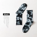 Chaussettes en coton tie-dye avec motif de fumée noir et gris unique, style urbain chic - Noir Tie-dye