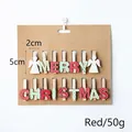 Set de pinces de Noël créatives en bois avec motifs anges et texte Joyeux Noël - Rouge