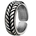 Anillo abierto con patrón de espiga de trigo vintage en aleación de plata y diseño retro - Plateado