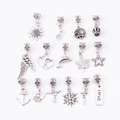 Set of 14 silver alloy charms featuring sunflower and heart shapes for DIY bracelets - Charms No.5 / 15 Pcs Pack