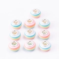 Rainbow striped large hole beads for DIY charm bracelets with vibrant metal inner core - Color Striped Beads No.17 / 10 Pieces Pack