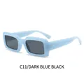 Retro small square sunglasses in dark blue frame with dark grey lenses - Dark Blue Frame Gray Lenses