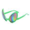 Funny green alien sunglasses with rainbow lenses for costume parties and fun events - Green Frame Colorful Lens