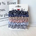 Set of 6 assorted polka dot chiffon scrunchies on a white display card for girls - Polka Dot Print Series