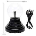 3-inch plasma ball lamp with black base and USB cable showing dimensions 80mm by 140mm - 3 Inch / Black Base - Standard Light