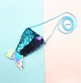 Sequin mermaid tail coin purse for kids featuring gradient blue-purple flip sequins - Blue + Purple