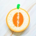 Orange fruit-shaped scouring pad with porous foam texture for kitchen cleaning - Individual OPP Bag / Hami Melon