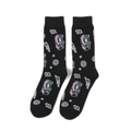 Detail of crew socks with pixel art gaming icons and cans on knit cotton fabric - Retro Pixel Video Game Style (A361)