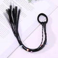 Black elastic hair tie with colorful heart beads and braided colorful string details - 12# Black Braid With Hearts