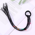 Black hair tie with colorful braided hair extensions and decorative beads - 10# Black Braid With Beads
