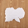 White rose floral embroidered lace patch for repair measuring 17.5cm by 13cm - Large Double Flowers with Leaves (13x17.5cm)