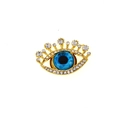 Kreative Augen-Brosche in Gold mit blauen Kristallen und funkelnden weißen Strasssteinen - Gold
