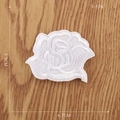 White rose flower embroidery patch for clothing repairs, measuring 3.9cm by 4.7cm - Small Rose Shape (3.9x4.7cm)