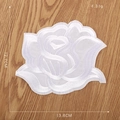 White rose embroidered patch 12.7cm floral applique for clothing and home textile repair - Extra Large Rose Flower (12.7x13.8cm)