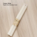 Beige 20cm beeswax candles with honeycomb texture and decorative paper label - Off-white