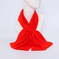 Vibrant red ribbed faux fur scarf shown on mannequin for winter season warmth - Red