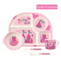 Pink bamboo fiber 5-piece kids dinnerware set with princess castle cartoon motifs - Castle Princess B