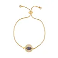 Bracciale occhio di Allah dorato regolabile con centro blu e pavé di zirconi luccicanti - Stile Occhio Tondo Dorato