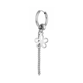 Silver titanium hoop earring with hollow flower pendant and long chain tassel - Five-Petal Flower