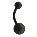 Minimalist black matte stainless steel belly button ring with frosted finish texture - Frosted Ball / Black