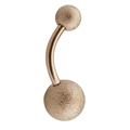 Classic curved rose gold belly button ring with frosted matte finish dual beads - Frosted Ball / Rose Gold