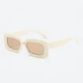 Rectangle thick frame sunglasses in beige with champagne lenses for a trendy look - Beige Frame Champagne Lens