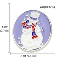 Christmas snowman enamel pin with purple hat and blue scarf including size measurements - Purple Snowman Style (A00425)