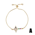 Adjustable gold rainbow cross bracelet with colorful crystals and zircons style A - Gold Cross (brb68-A)