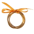 Five-piece jelly glitter bangles set in gold resin with a decorative orange ribbon bow - Gold