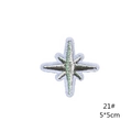 Detailed embroidery of a silver star patch with light blue borders on a white background - 21# Silver Star Patch