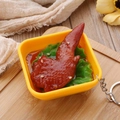 Realistic roasted chicken wing keychain model with sesame seeds in a yellow bowl - Chicken Wing Tip / Diameter 6.5cm, Height 3cm