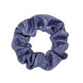Dark blue fabric scrunchie with metallic silver polka dots and shiny gradient finish - Dark Blue Silver Dots (5)