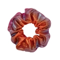 Roze en oranje gradiënt scrunchie met metallic glitterfinish en laser-stoftextuur effect - Roze Oranje Verloop (2)