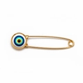 Minimalistische goldene Brosche mit blauem Emaille-Anhänger im Bösen-Blick-Design - Hellblau (EY6571MI02)