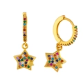 Orecchini a cerchio a stella dorati con zirconi colorati in stile moda minimalista - Piccole Stelle / Oro