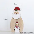 Decorazione natalizia nordica in legno con Babbo Natale e pupazzo di neve, 15cm - Babbo Natale