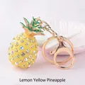 Portachiavi a forma di ananas giallo limone con strass e moschettone dorato lucido - Giallo Limone