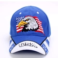 Royal blue baseball cap with USA flag and detailed bald eagle embroidery on front - Adjustable / No.9 Royal Blue Eagle USA