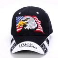 Black USA baseball cap with eagle and flag embroidery and white contrast brim - Adjustable / No.10 Black Eagle USA