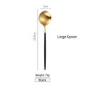 Cucchiaio moderno in acciaio inox nero e oro con manico lungo opaco elegante - Cucchiaio da Tavola Nero Oro (Grande)